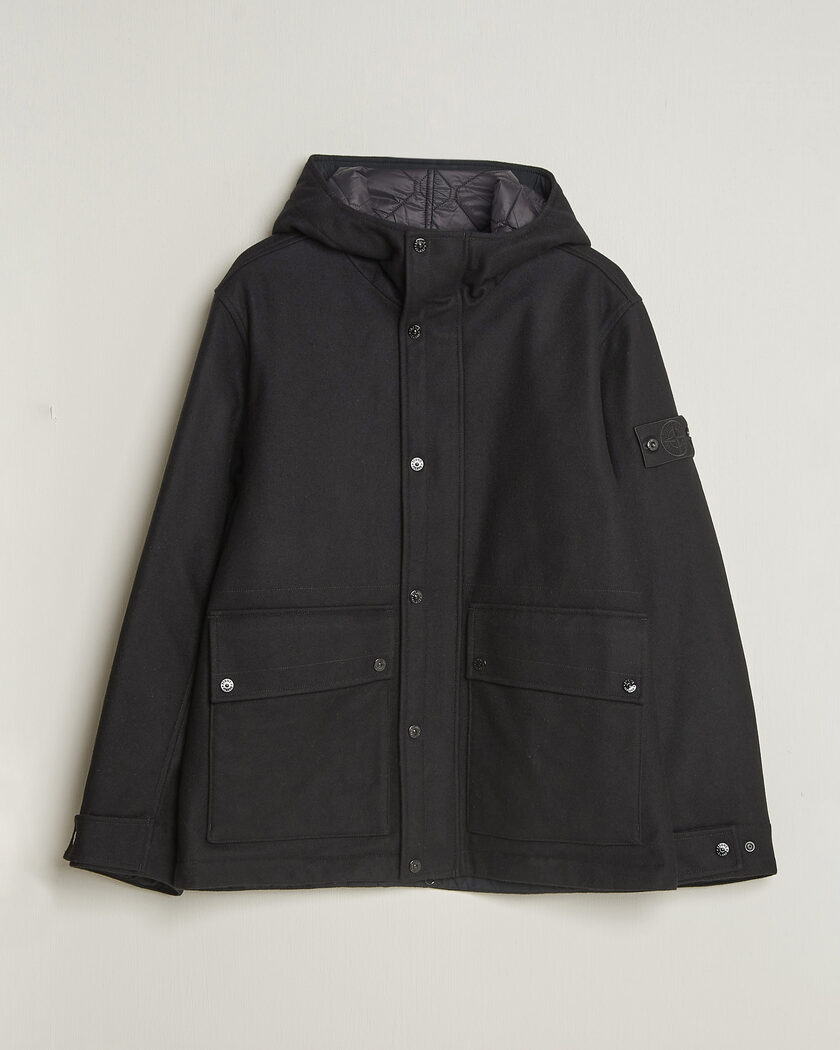 Stone Island Ghost Wool/Nylon Flannel Short Parka Black – Schwarz