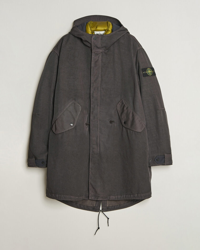 Stone Island Dense Oxford Nylon TC Fishtail Parka Lead Grey – Grau