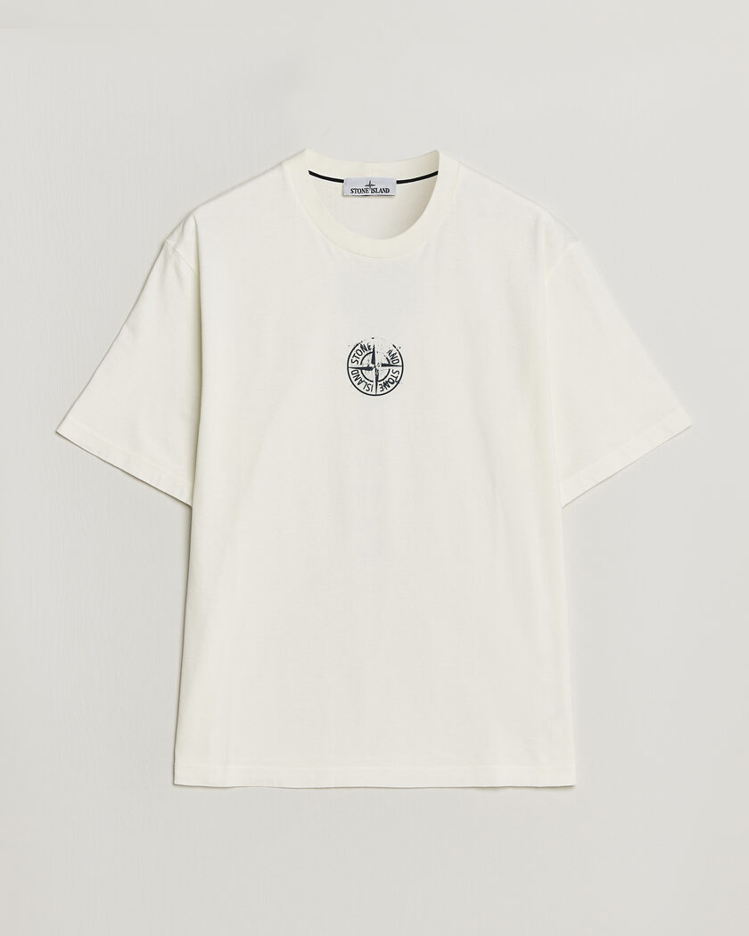 Stone Island Vertical Placement Print Cotton T-Shirt Ivory – Weiß
