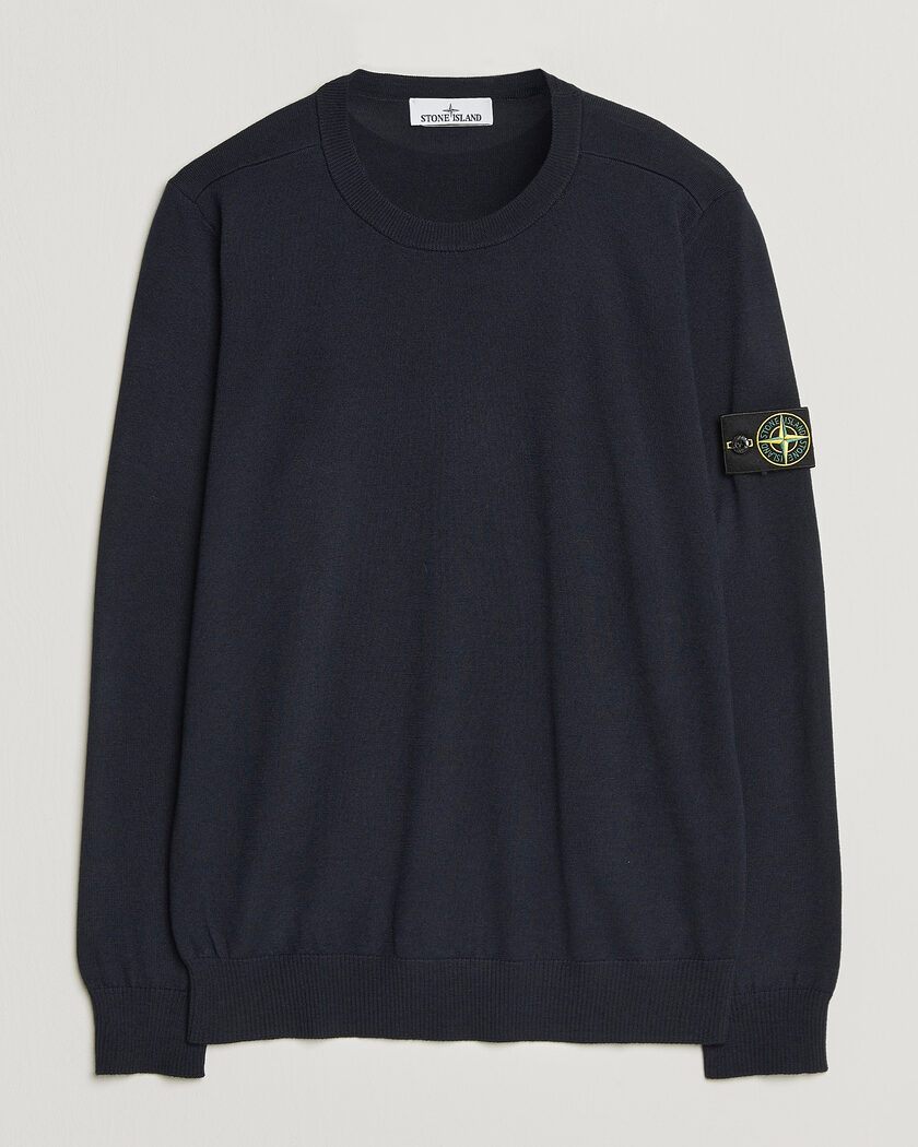Stone Island Light Pure Wool Crew Neck Navy Blue – Blau