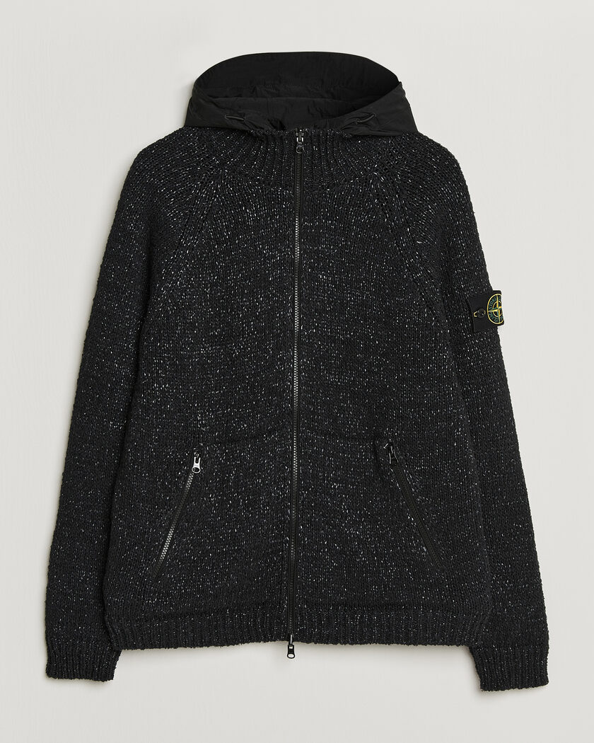 Stone Island Brushed Cotton/Nylon Reversible Zip Hood Black – Schwarz