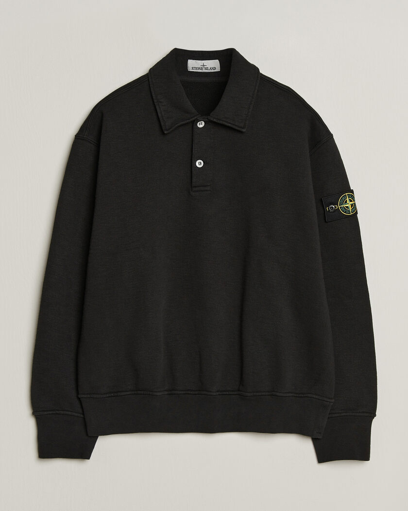 Stone Island Tubular Cotton Fleece Polo Black – Schwarz