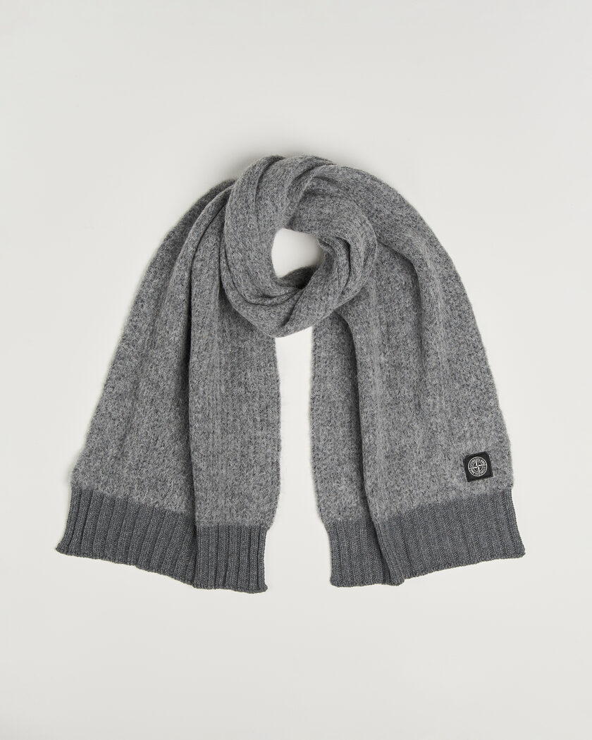 Stone Island Baby Alpaca Blend Scarf Grey Melange – Grau