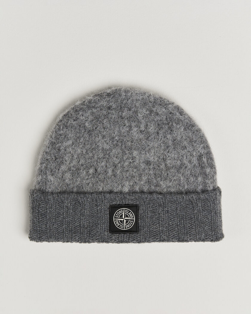 Stone Island Ribbed Baby Alpaca Blend Hat Grey Melange – Grau