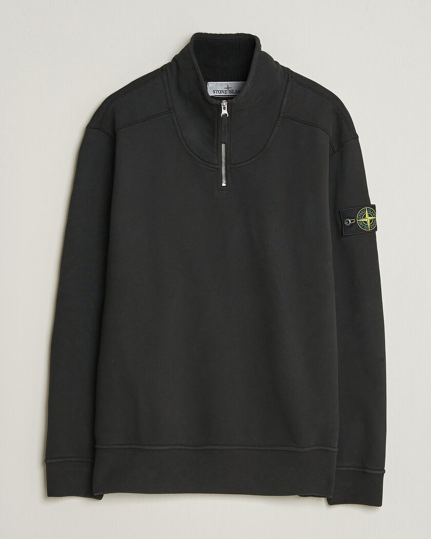 Stone Island Brushed Cotton Fleece Half Zip Black – Schwarz