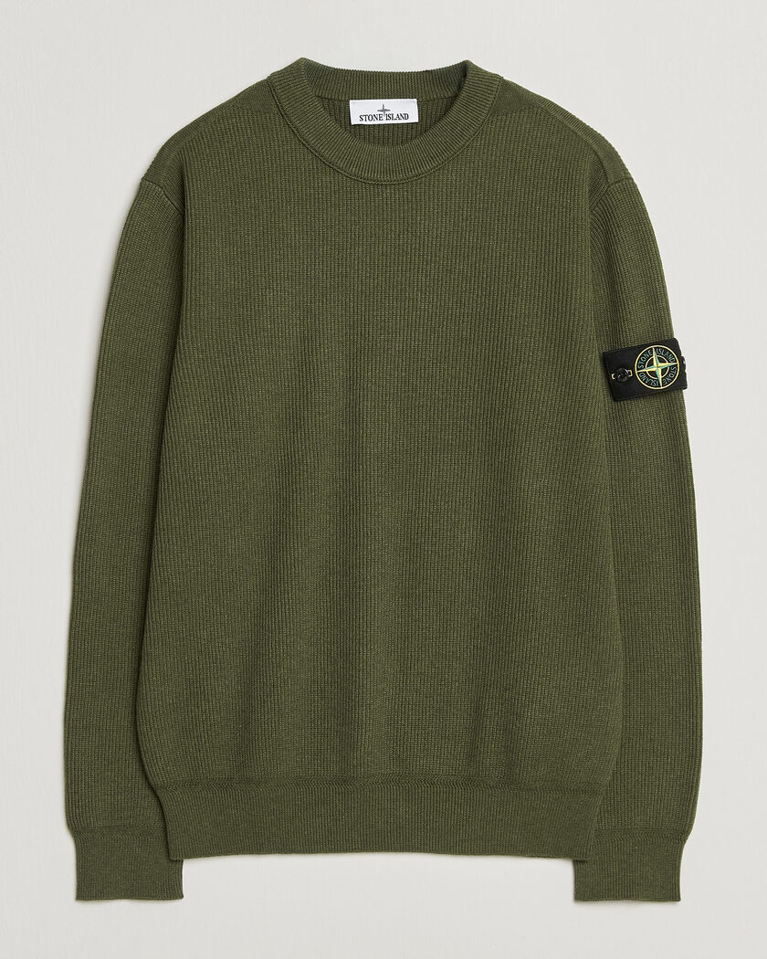 Stone Island Ribbed Soft Organic Cotton Crew Neck Military Green – Grün