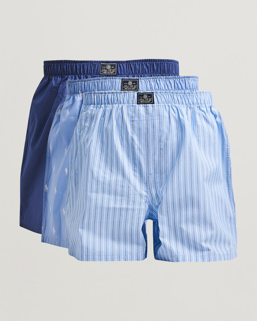 Polo Ralph Lauren 3-Pack Woven Boxer Blue/White – Blau