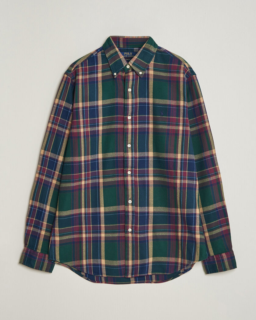 Polo Ralph Lauren Custom Fit Brushed Flannel Shirt Forest Burgundy – Mehrfarbig
