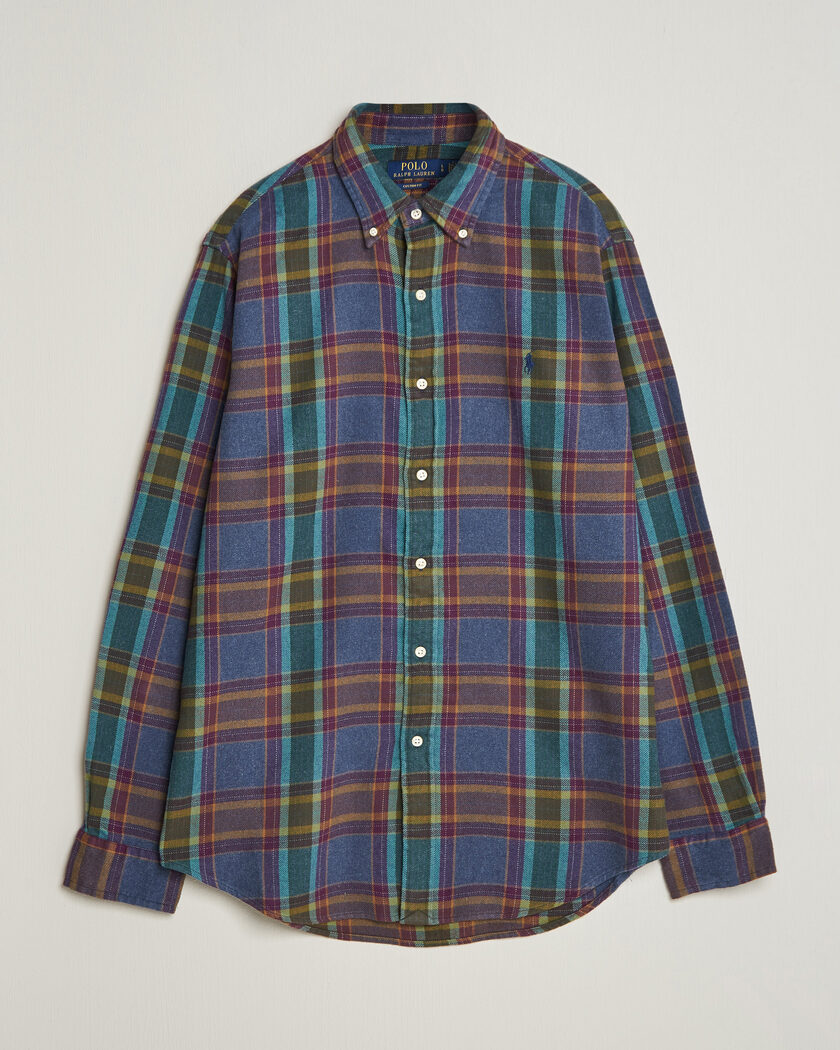 Polo Ralph Lauren Custom Fit Brushed Flannel Shirt Blue Purple Heather – Mehrfarbig
