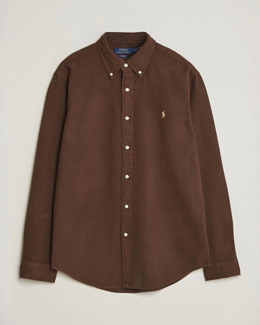 Polo Ralph Lauren Custom Fit Brushed Flannel Shirt Nutmeg Brown – Braun