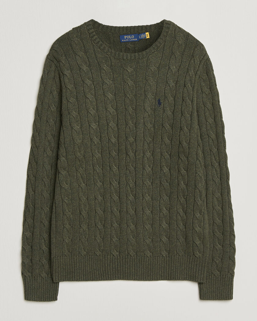 Polo Ralph Lauren Cotton Cable Pullover  Olive Shrub Heather – Grün