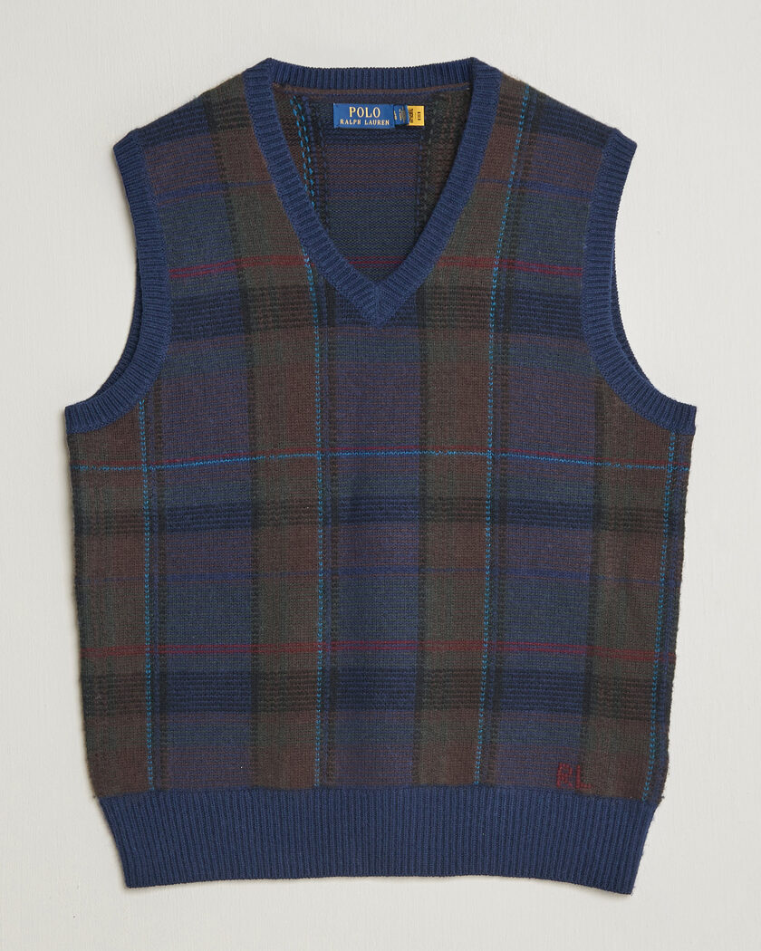 Polo Ralph Lauren Hudson Cotton Blend V-Neck Vest Navy Multi – Blau