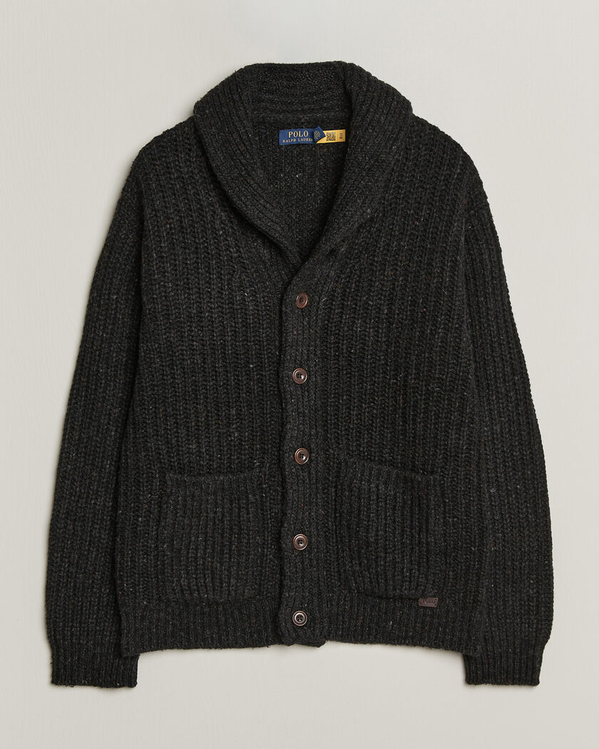 Polo Ralph Lauren Wool Blend Shawl Collar Cardigan Black Marl – Schwarz