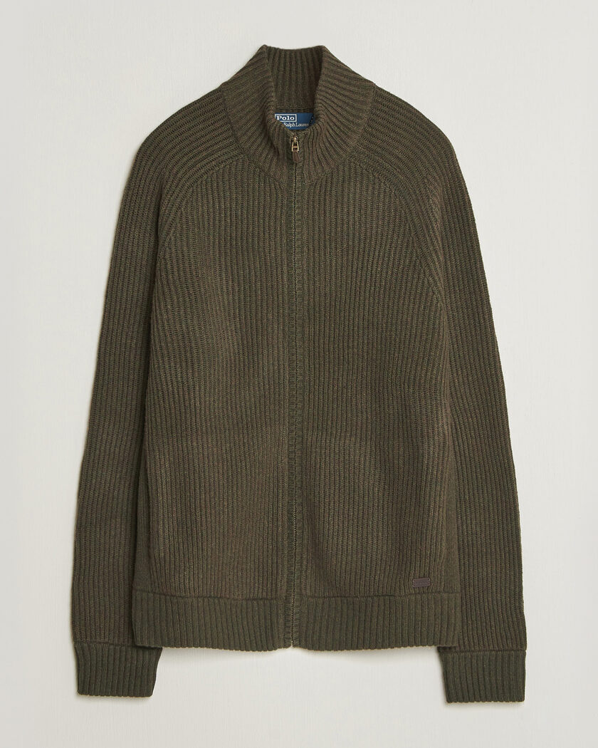 Polo Ralph Lauren Wool/Cashmere Full-Zip Ekanite Olive Heather – Grün