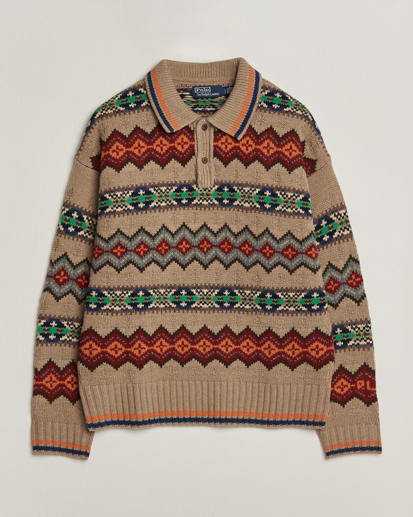 Polo Ralph Lauren Litchfield Wool Blend Sweater Tan Multi – Mehrfarbig