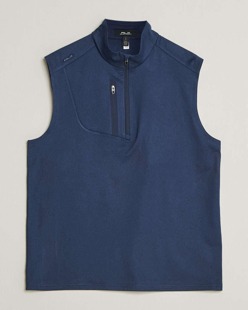 RLX Ralph Lauren Luxury Jersey Vest Half Zip Spring Navy Heather – Blau