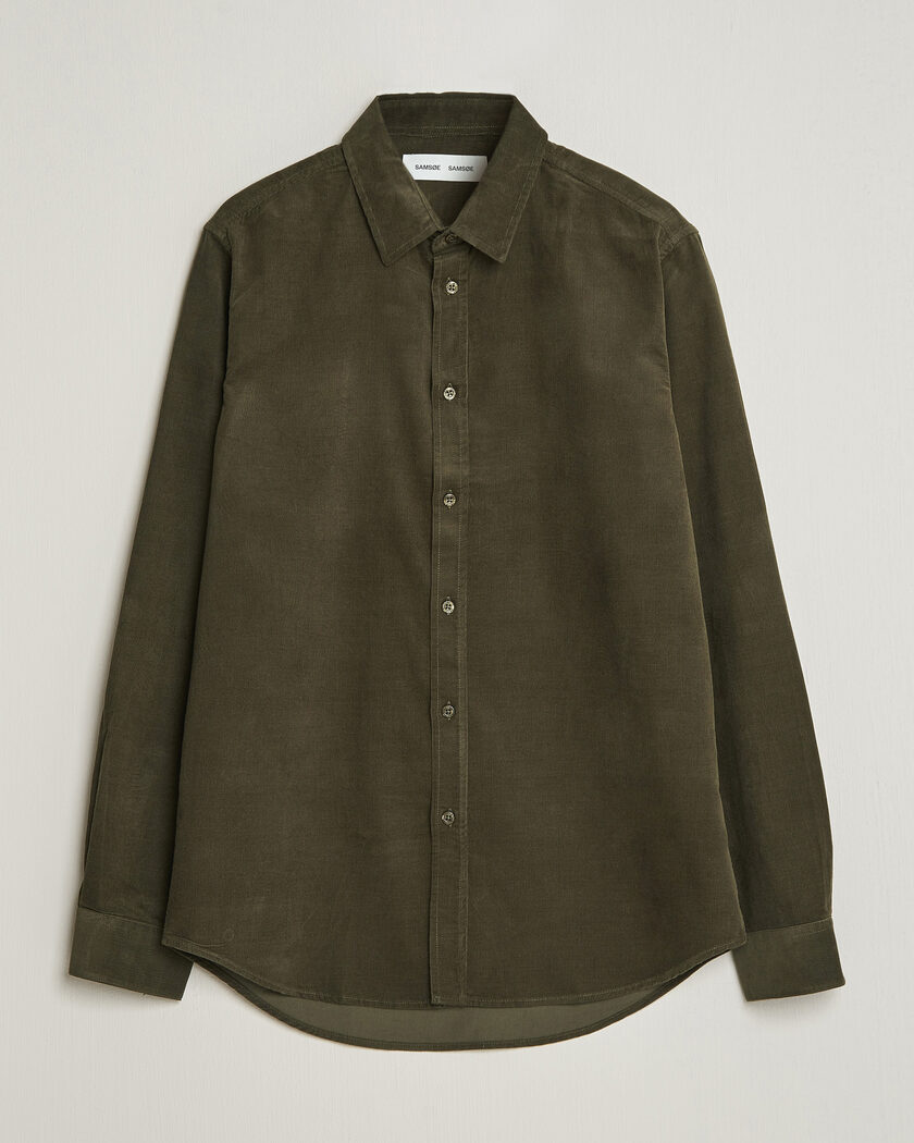 Samsøe Samsøe Liam Baby Cord Shirt Forest Night – Grün