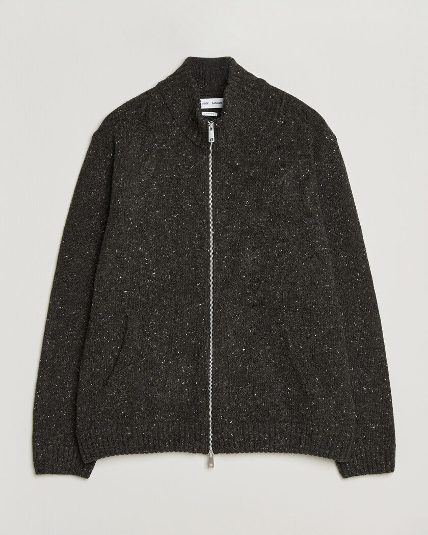 Samsøe Samsøe Nate Donegal Wool Knitted Full Zip Delicioso – Braun