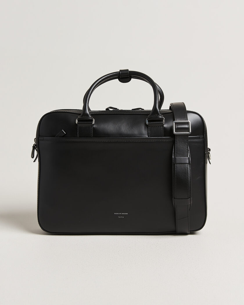 Tiger of Sweden Burin Smooth Leather Briefcase Black – Schwarz
