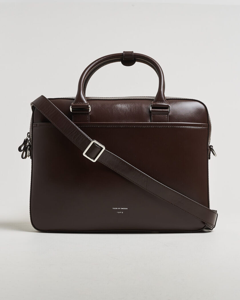 Tiger of Sweden Bosun Smooth Leather Briefcase Dark Brown – Braun