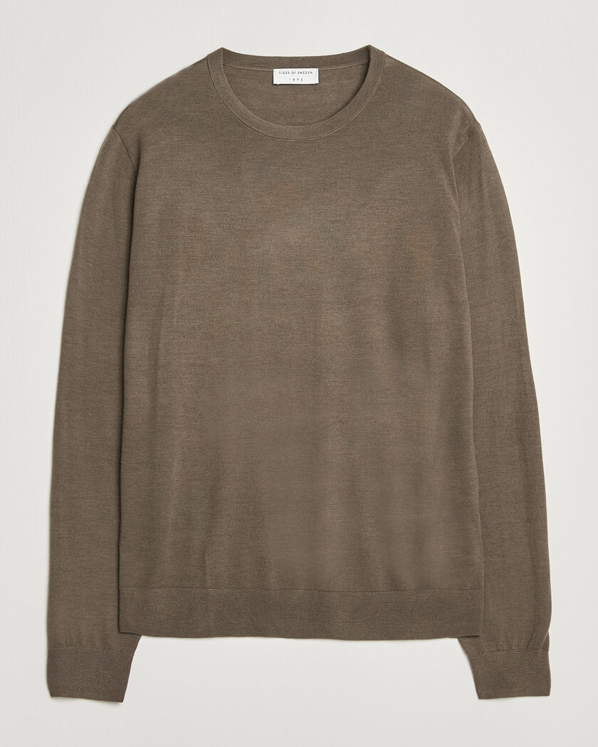 Tiger of Sweden Connor Extra Fine Merino Crew Neck Pullover Aged Timber – Braun