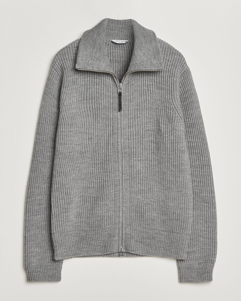 Tiger of Sweden Niall Wool Heavy Knitted Full Zip Grey Melange – Grau