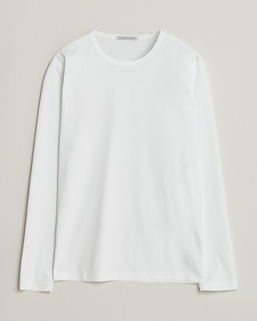 Tiger of Sweden Olaf Mercerized Cotton Long Sleeve T-Shirt Pure White – Weiß