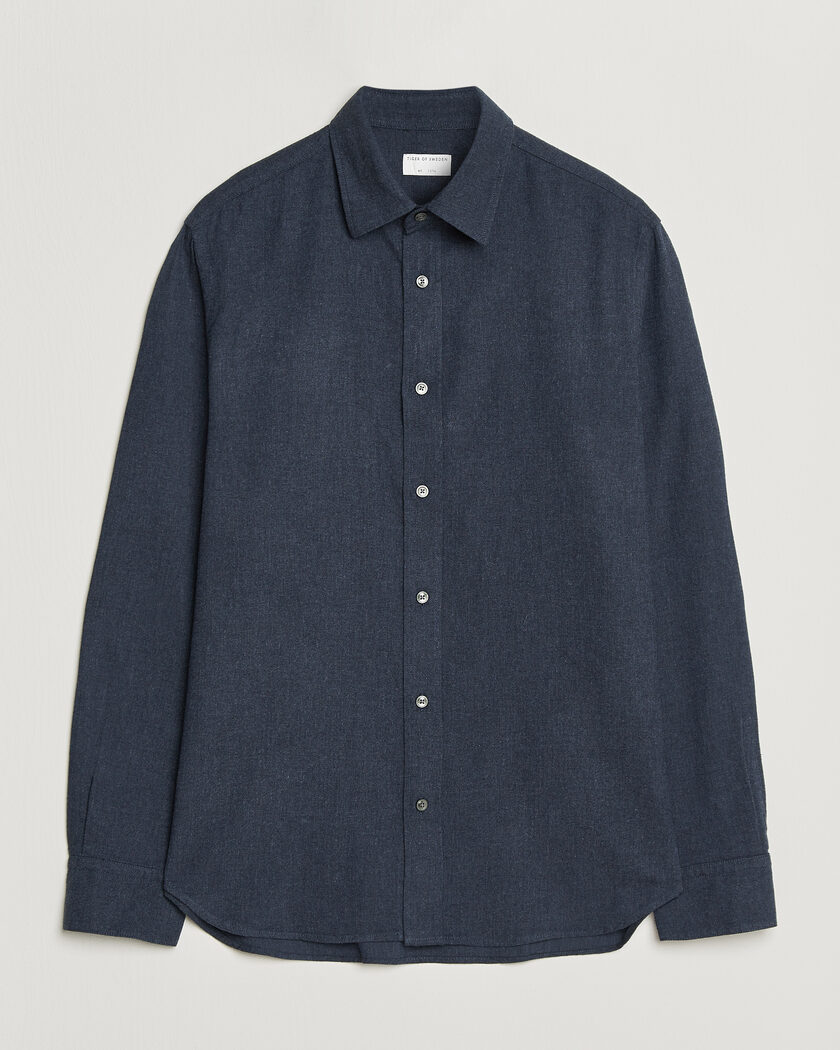 Tiger of Sweden Bjorn Brushed Cotton Shirt Steel Blue – Blau