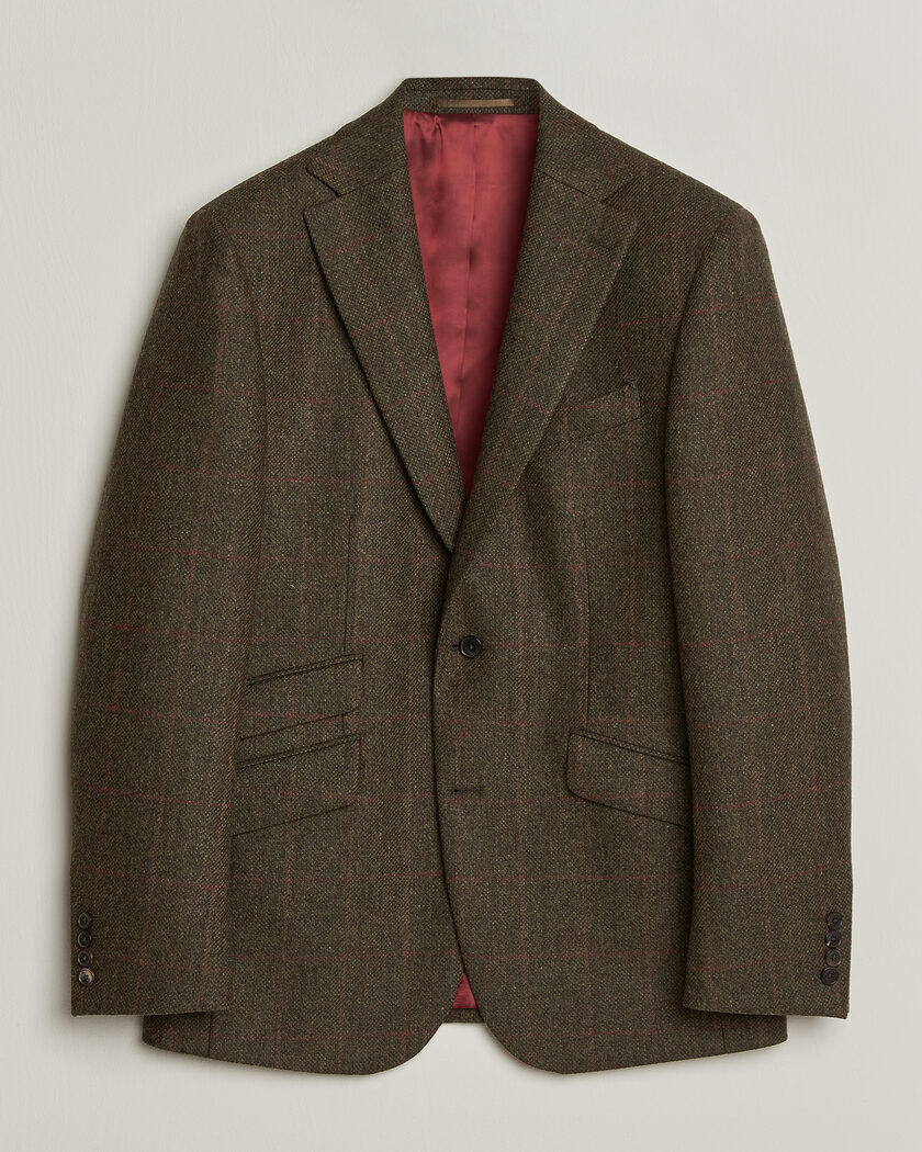 Walker Slater Edward Lambswool Windowpane Blazer Green – Grün