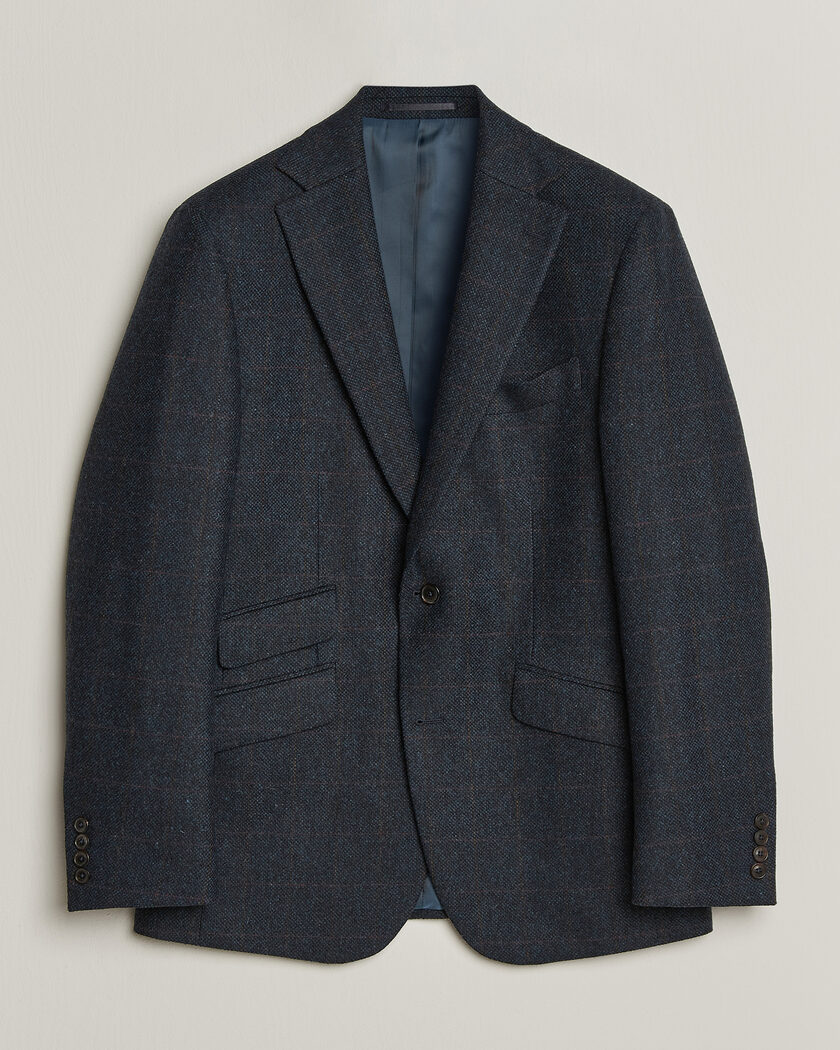 Walker Slater Edward Lambswool Windowpane Blazer Navy – Blau