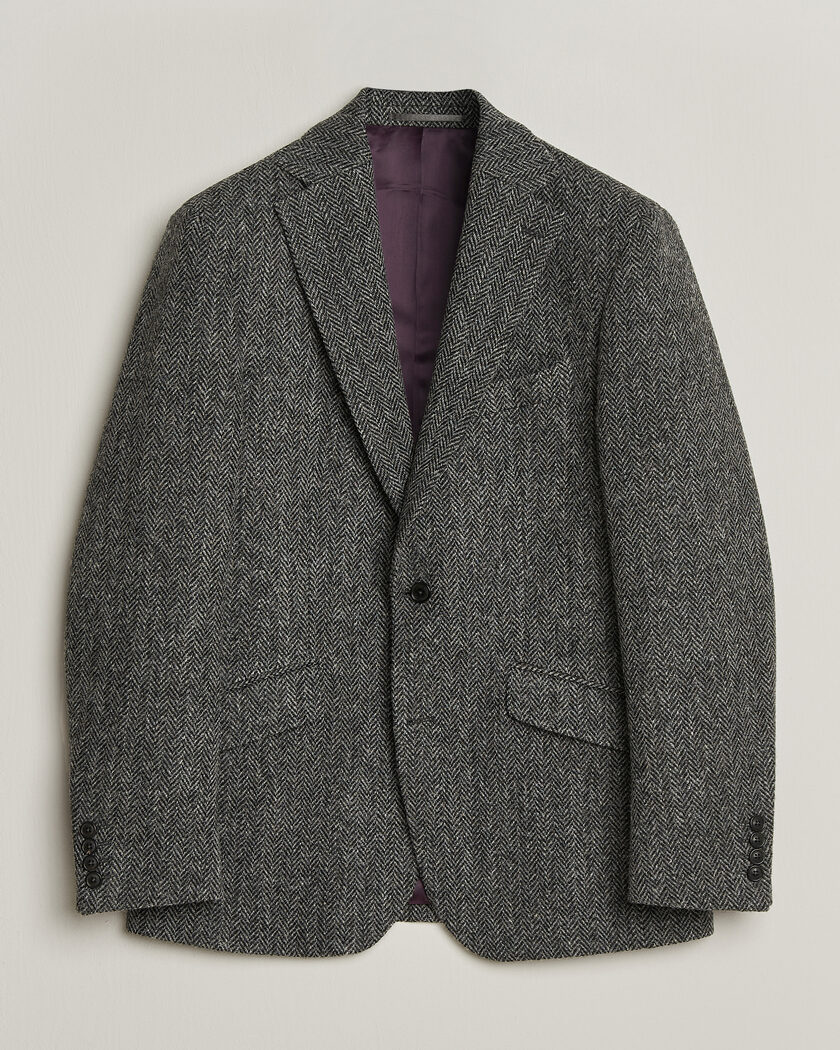 Walker Slater Edward Harris Tweed Herringbone Blazer Charcoal – Grau