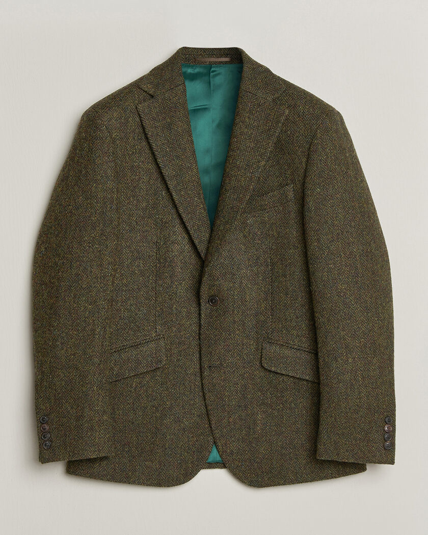 Walker Slater Edward Harris Tweed Herringbone Blazer Green – Grün