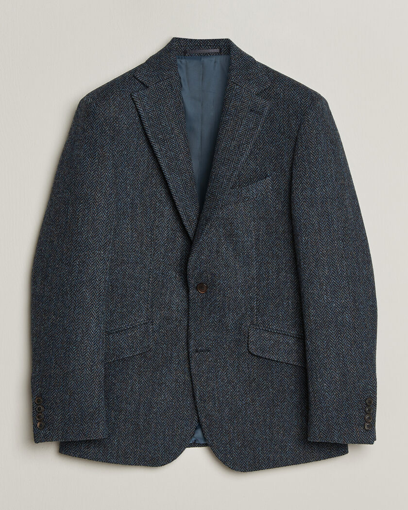 Walker Slater Edward Harris Tweed Herringbone Blazer Navy – Blau