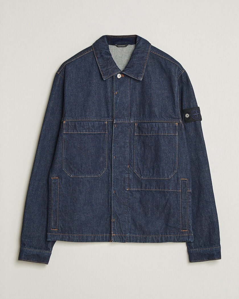 Stone Island Indigo Denim Coach Jacket Blue Rinse – Blau