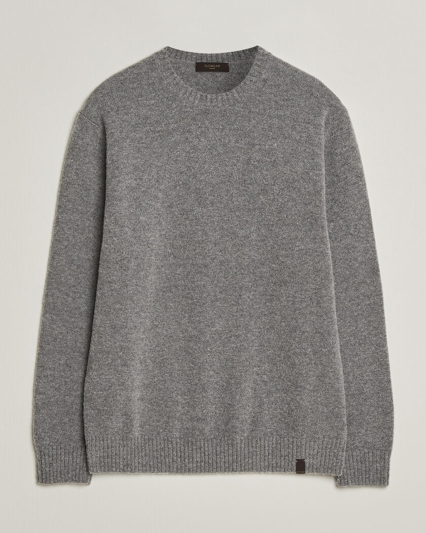 Zanone Wool Boucle Crew Neck Grey Melange – Grau