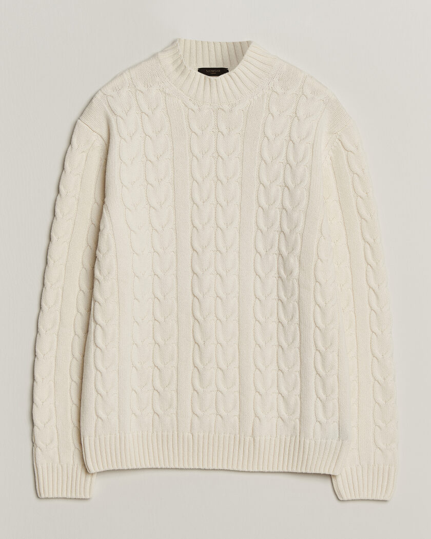 Zanone Double Cable Crew Neck Latte – Weiß