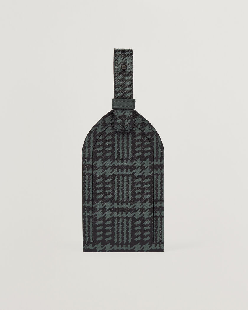 Smythson Panama Tweed Luggage Tag Slate Green – Grün