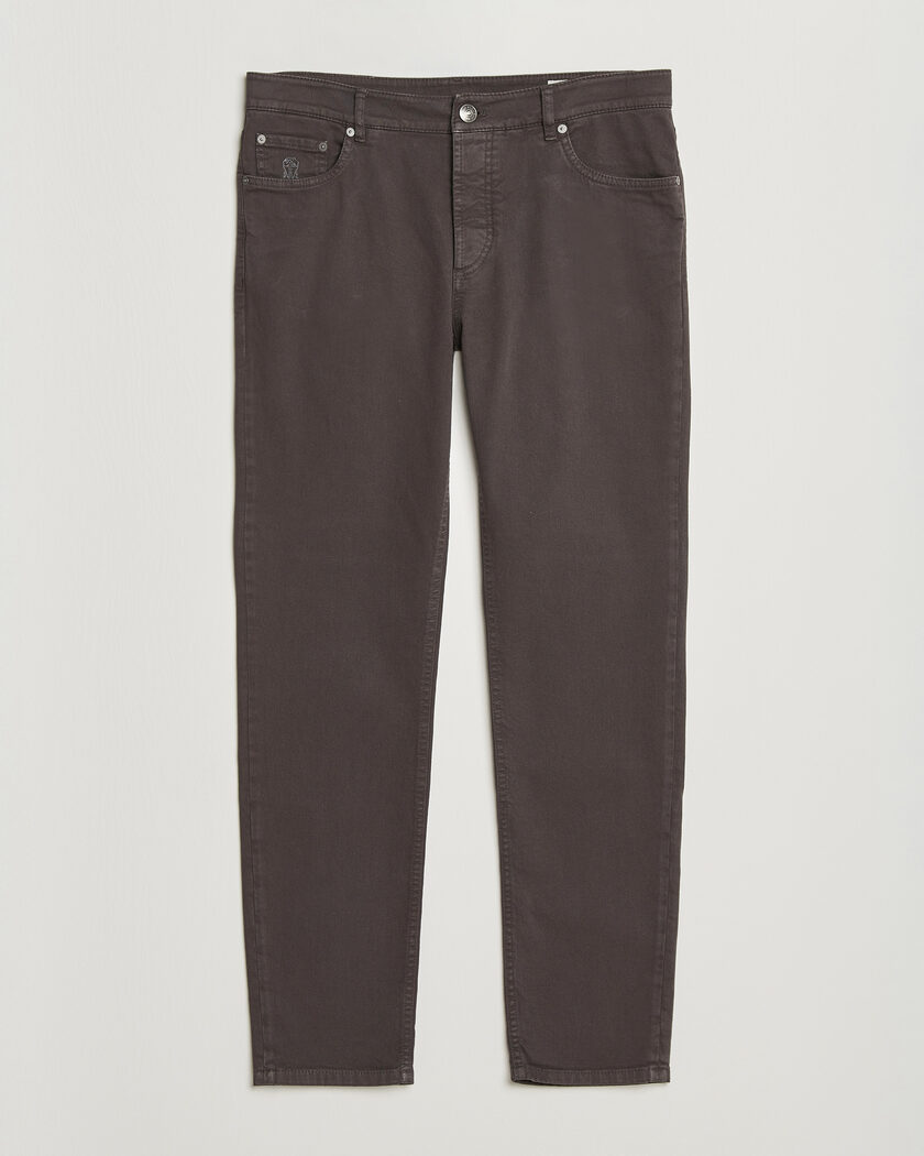 Brunello Cucinelli Slim Fit Bull Denim Pants Dark Brown – Braun