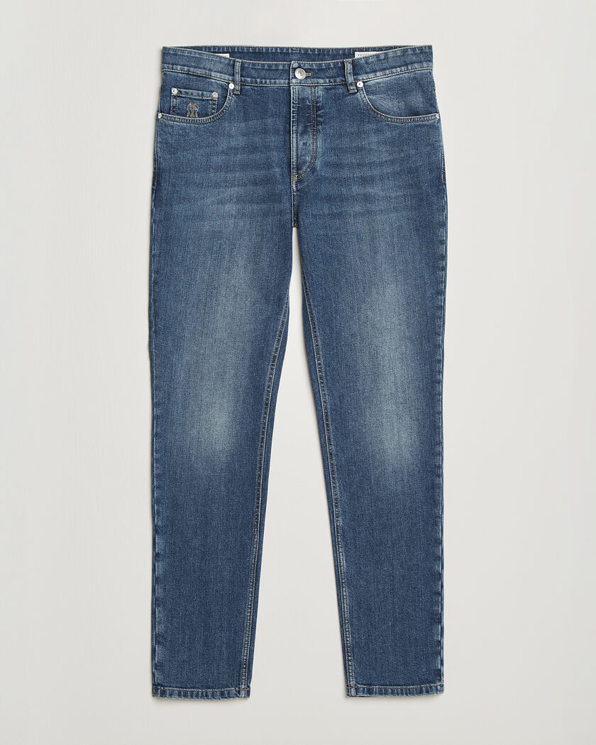 Brunello Cucinelli Traditional Fit Jeans Medium Wash – Blau