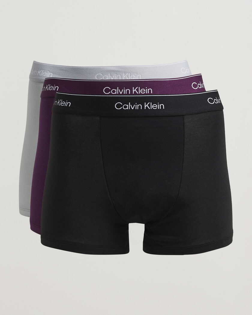 Calvin Klein 3-Pack Icon Cotton Stretch Relaxed Trunk Black/Grey/Purple – Mehrfarbig