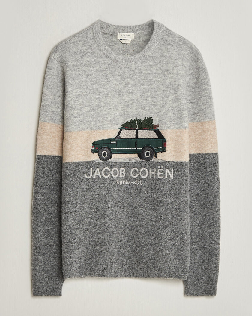 Jacob Cohën Embroidery Knitted Apres-Ski Crew Neck Grey – Grau