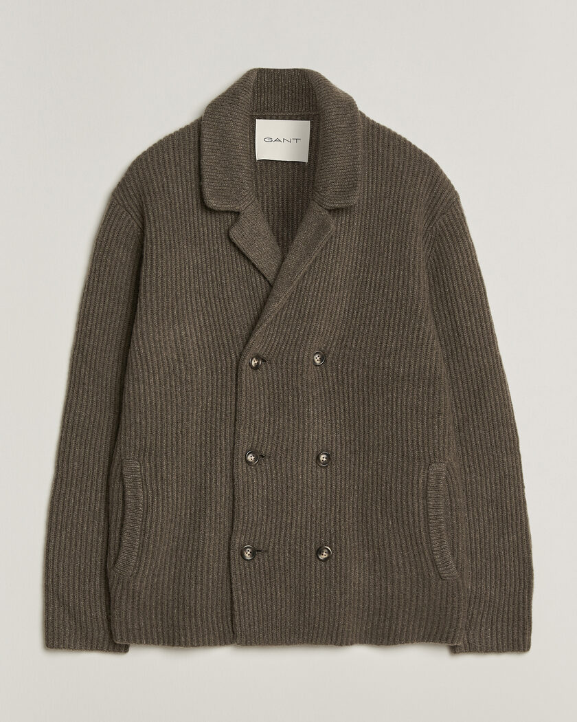 Gant Wool/Yak Knitted Cardigan Faded Taupe – Braun