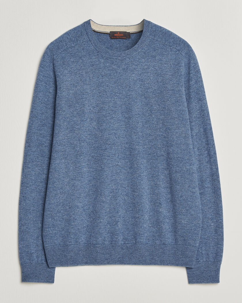 Morris Wilfred Cashmere O-Neck Light Blue – Blau