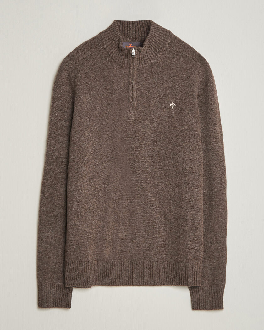 Morris Hertford Lambswool Half Zip Brown – Braun