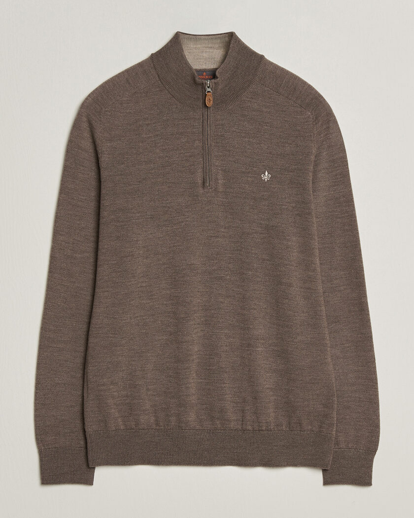Morris John Merino Half Zip Brown – Braun