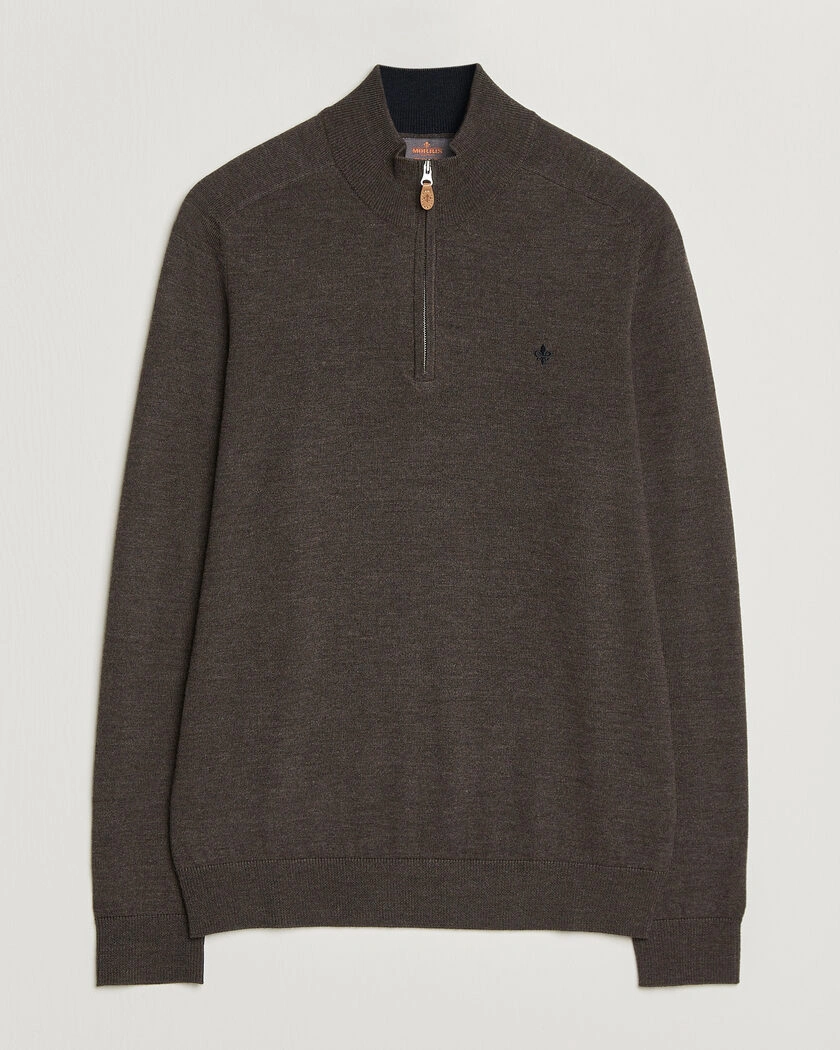 Morris John Merino Half Zip Brown – Braun
