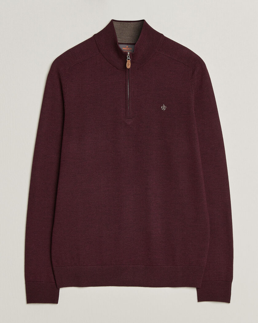 Morris John Merino Half Zip Wine Red – Rot