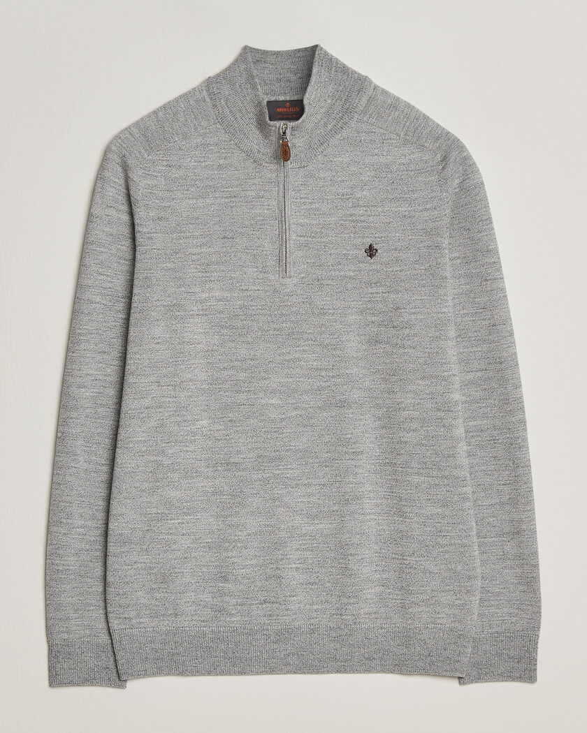 Morris John Merino Half Zip Mid Grey – Grau
