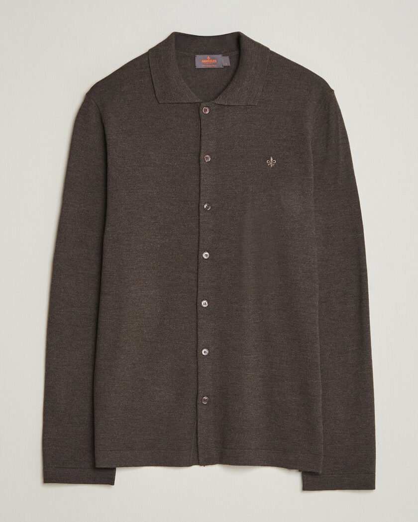 Morris Merino Shirt Cardigan Brown – Braun