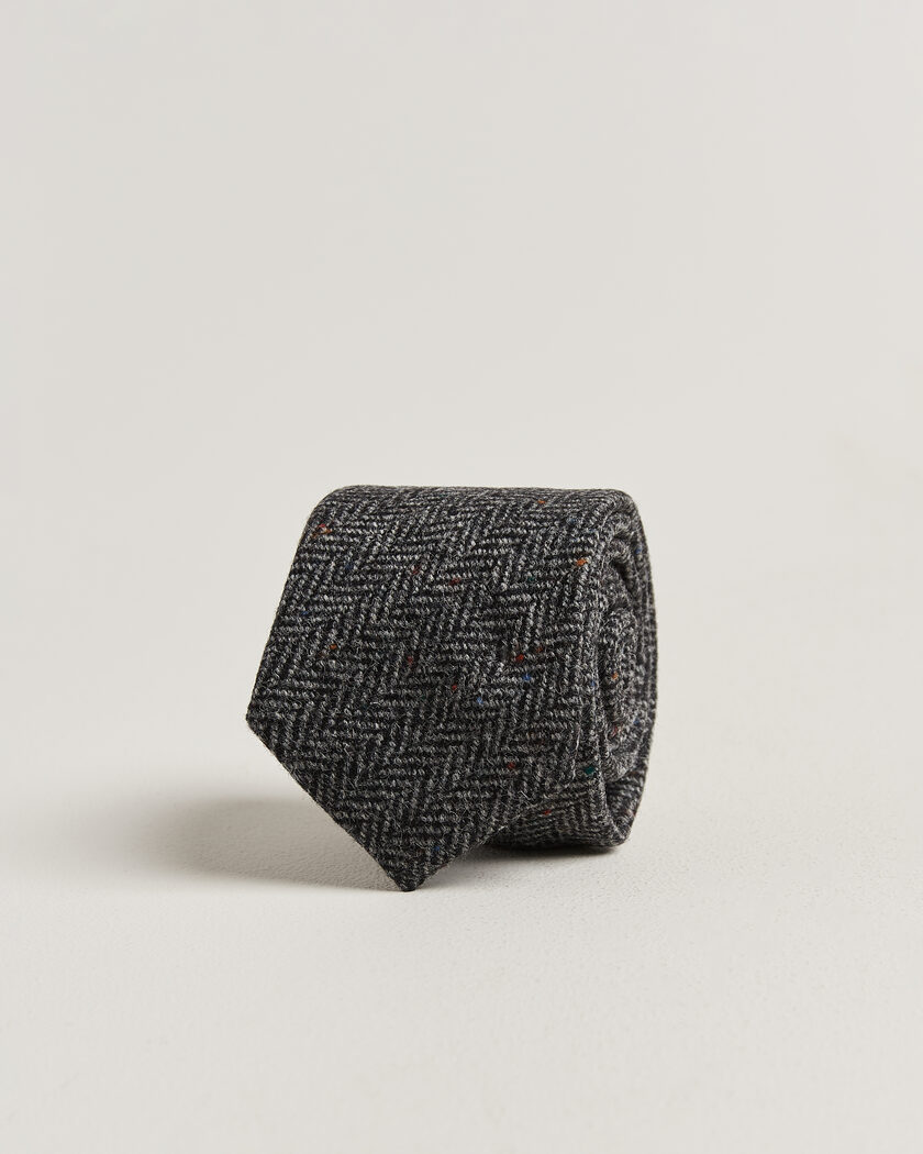 Amanda Christensen Wool Herringbone 8cm Tie Grey – Grau